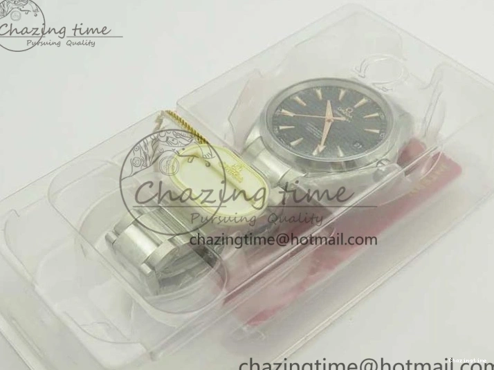 0129 FlexibleFit Aqua Terra 150M SS VSF 1:1 Best Edition Black Wave Textured Dial RG Hand on SS Bracelet A8500 Super Clone 8032